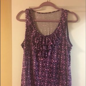 Purple summer sleeveless ruffle top.